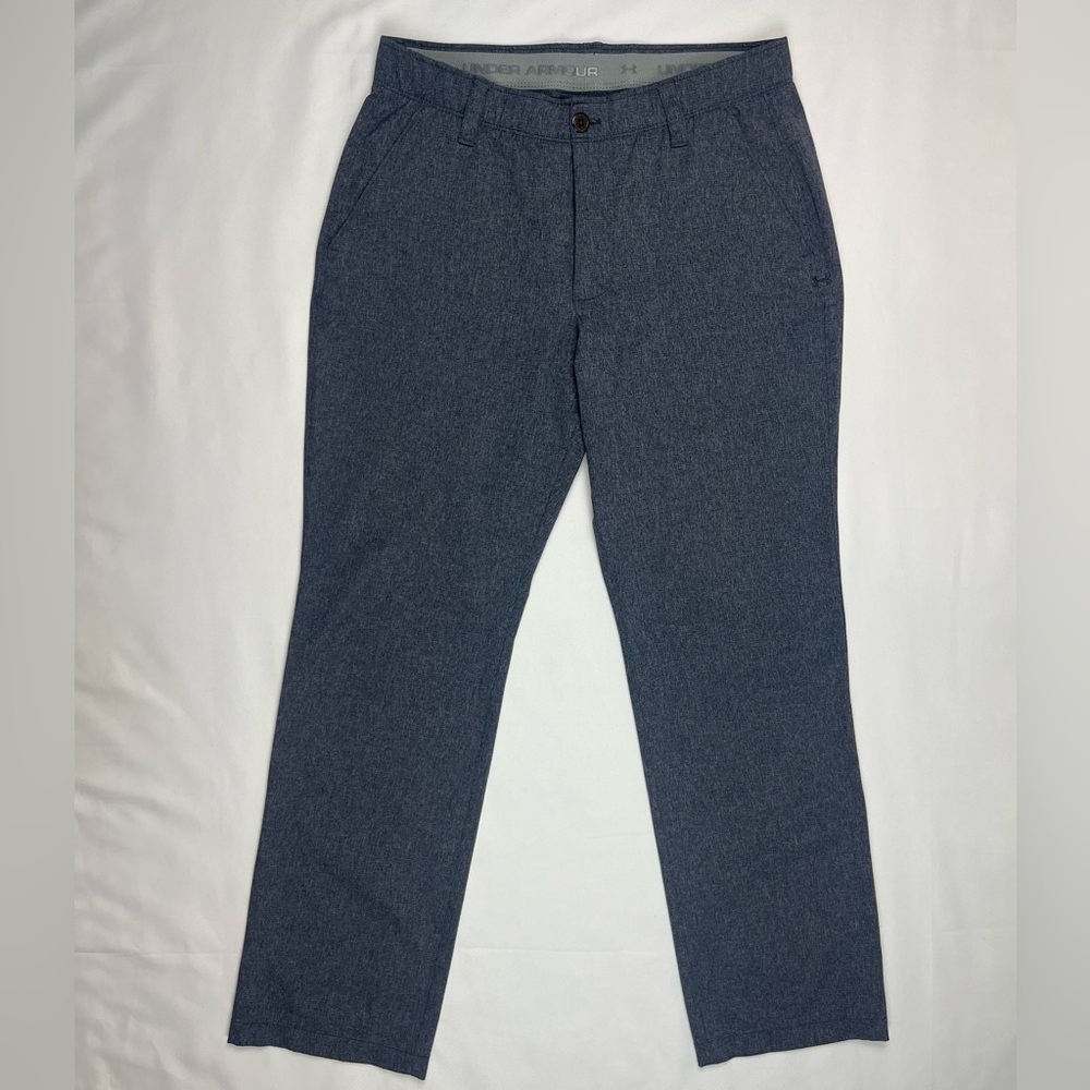 Under Armour Mens Golf Pants 32 x 30 Heathered Blue Vent Tech Performance EUC B9